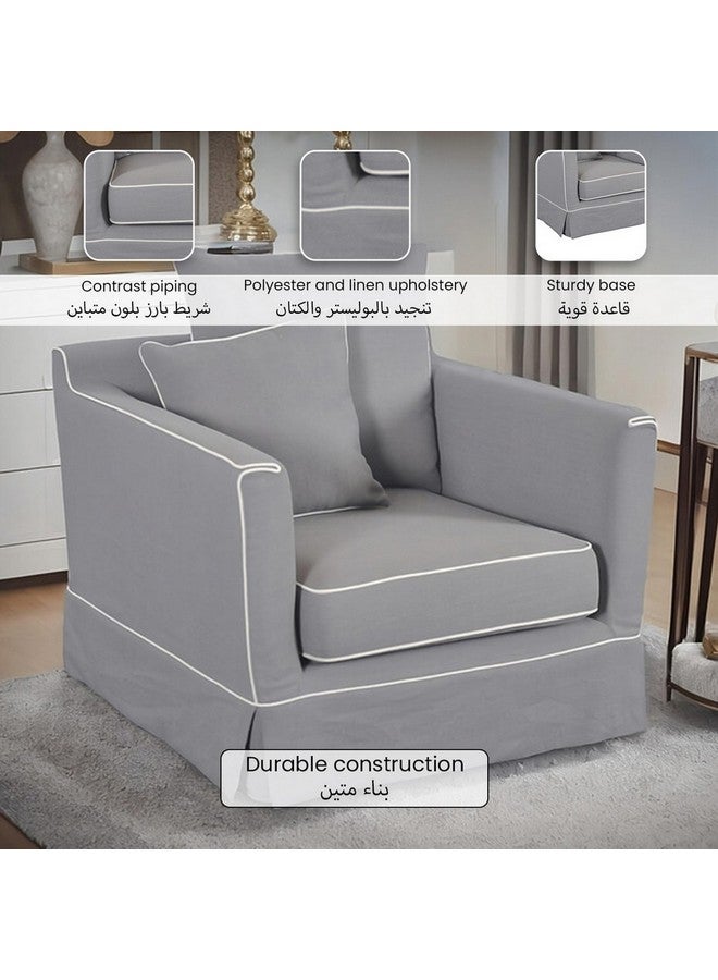 Micasa Elegant And Modern Design 1-Seater Fabric Sofa Grey 69 X 90 X 85 Cm Rl2362-1S - Image 3