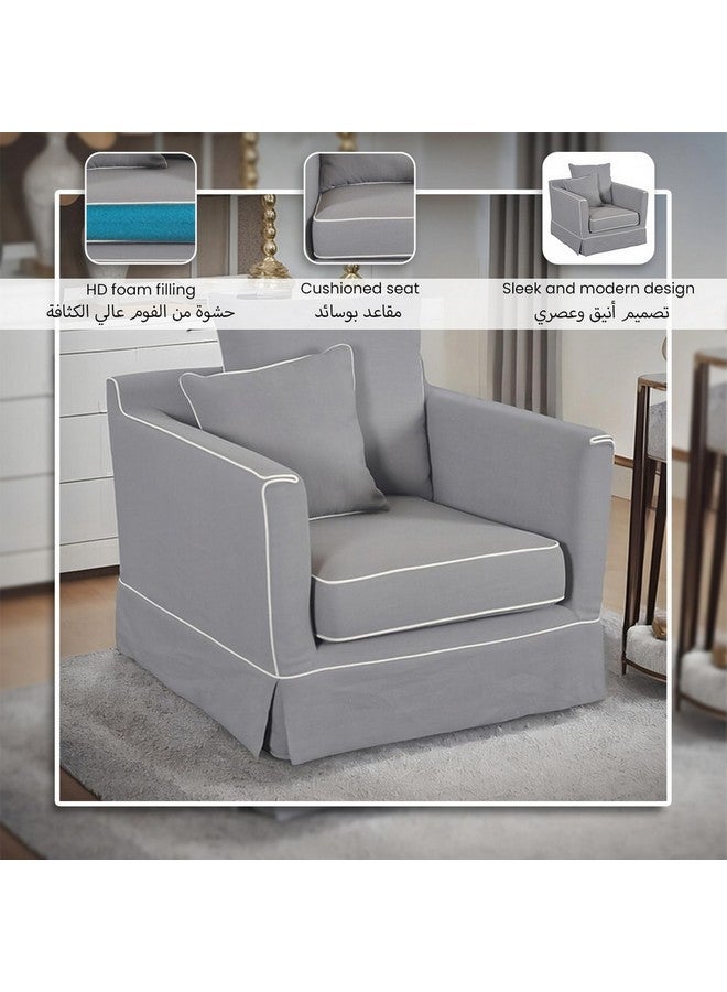 Micasa Elegant And Modern Design 1-Seater Fabric Sofa Grey 69 X 90 X 85 Cm Rl2362-1S - Image 5