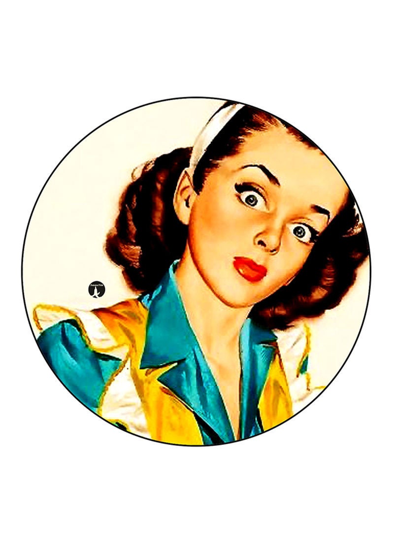 RKN Vintage Art Printed Fridge Magnet Round  Multicolour - Image 2