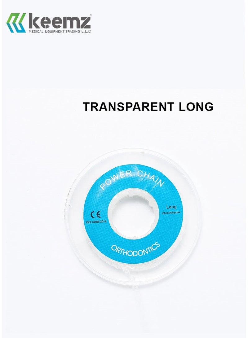 keemz Orthodontic Dental Elastic Ultra Power Rubber Chains for Braces TRANSPARENT/CLEAR LONG - Image 1