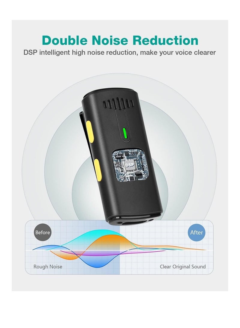 SYOSI K10 Wireless Lavalier Microphone for iPhone iPad, Noise Canceling, Lapel with 2 Mini Microphones, Lav Mic YouTube, Facebook and TikTok - Image 4