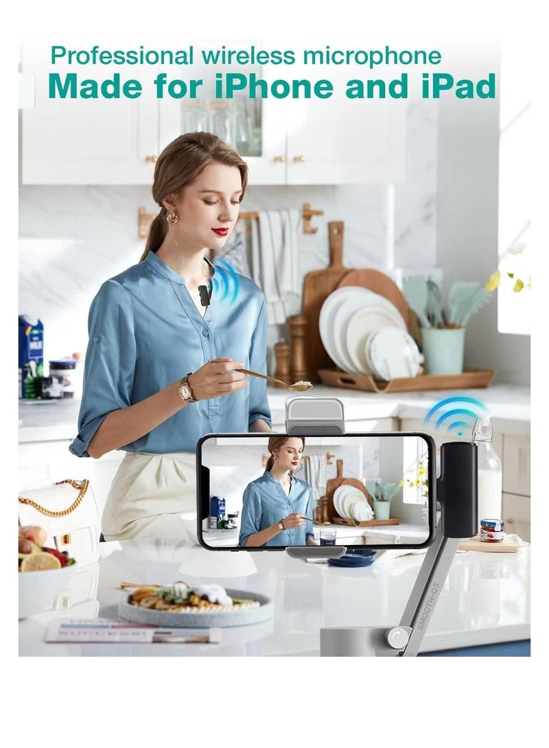 SYOSI K10 Wireless Lavalier Microphone for iPhone iPad, Noise Canceling, Lapel with 2 Mini Microphones, Lav Mic YouTube, Facebook and TikTok - Image 2