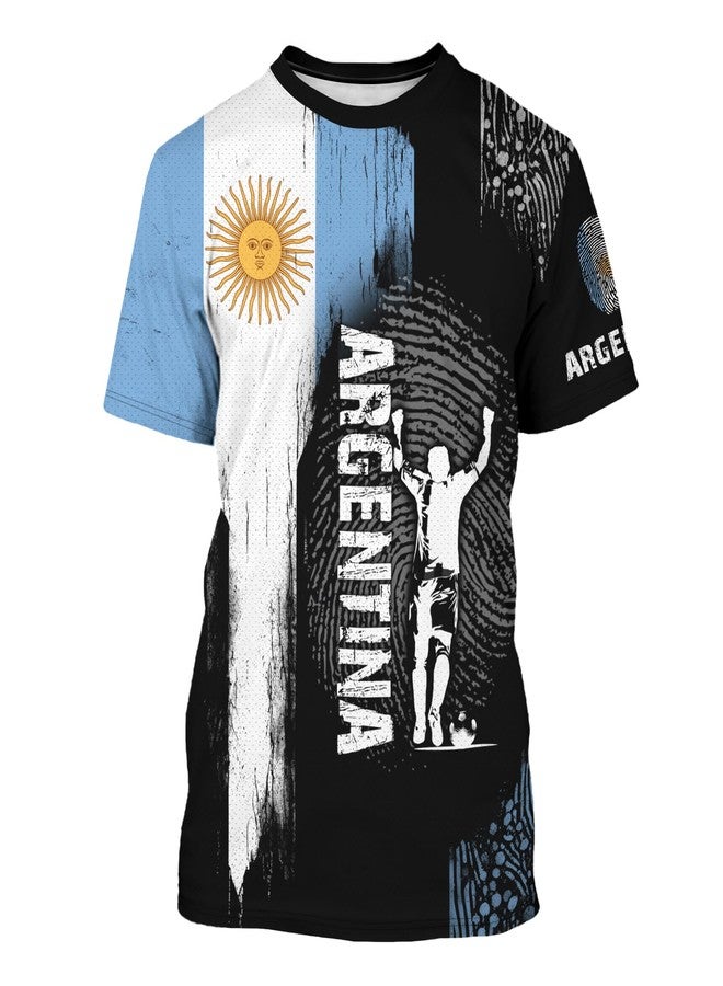 REVENEVER Argentina Soccer Jersey for Men Argentine Flag Short Sleeve Training Shirt Breathable Sport Casual T Shirt for Soccer Fans - Image 1