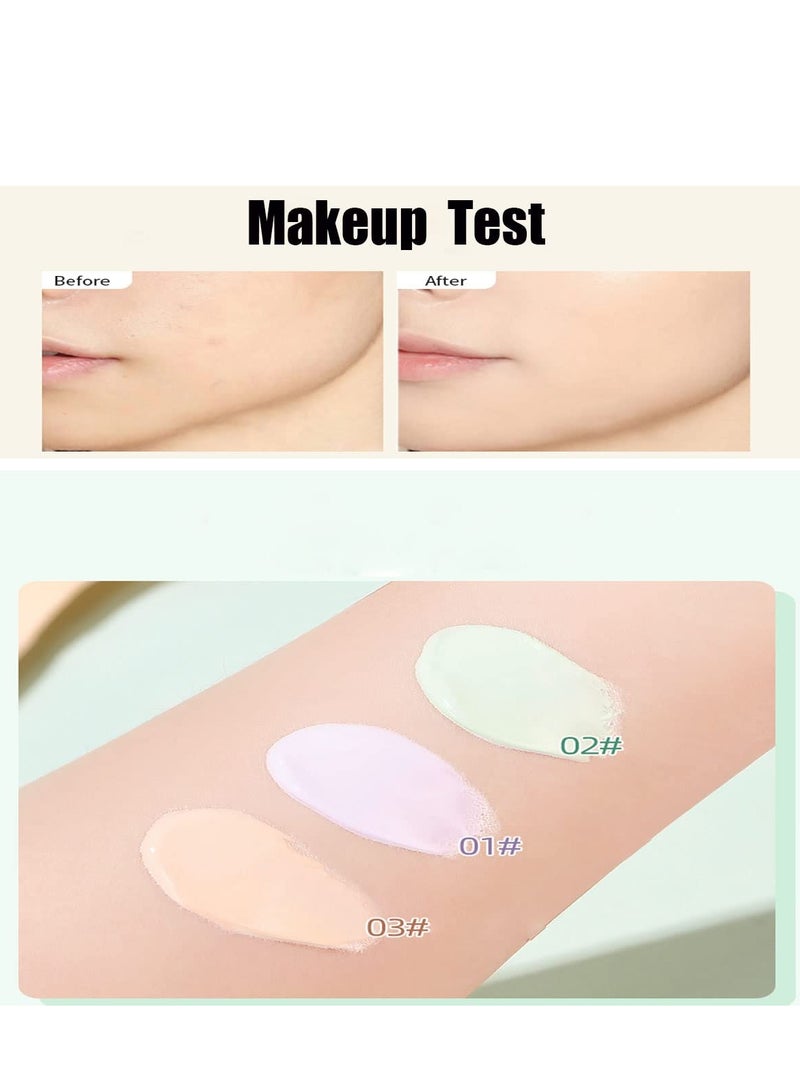 Excefore 3 Colors Isolation Cream Moisturizing Isolation BB Cream Long lasting Matte Flawless Foundation Makeup Primer Skin Tone Correcting Brightening Primer Neutralizing Dark Circles Correct Redeness - Image 2