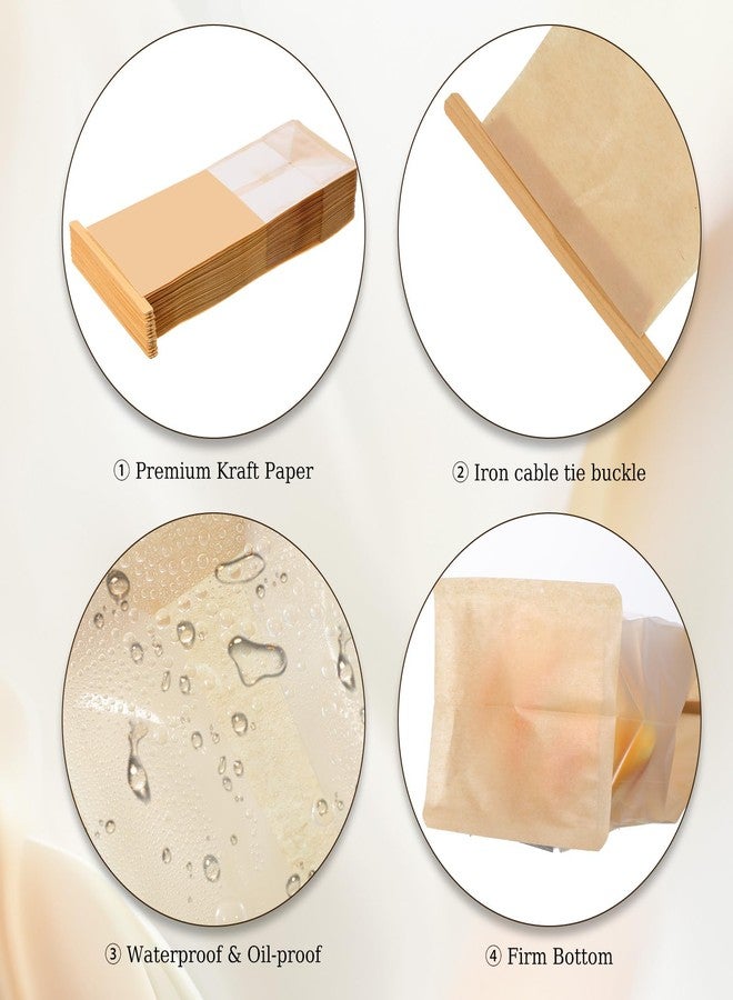 Xosjska 100 Pack Small Bakery Bags with Window, 3.9x3.2x9.5 Inches Bread Bags for Homemade Breads Resealable Tie Tab Lock Bread Storage Bag for Homemade Granola, Popcorn, Candies, Goodies - Image 3