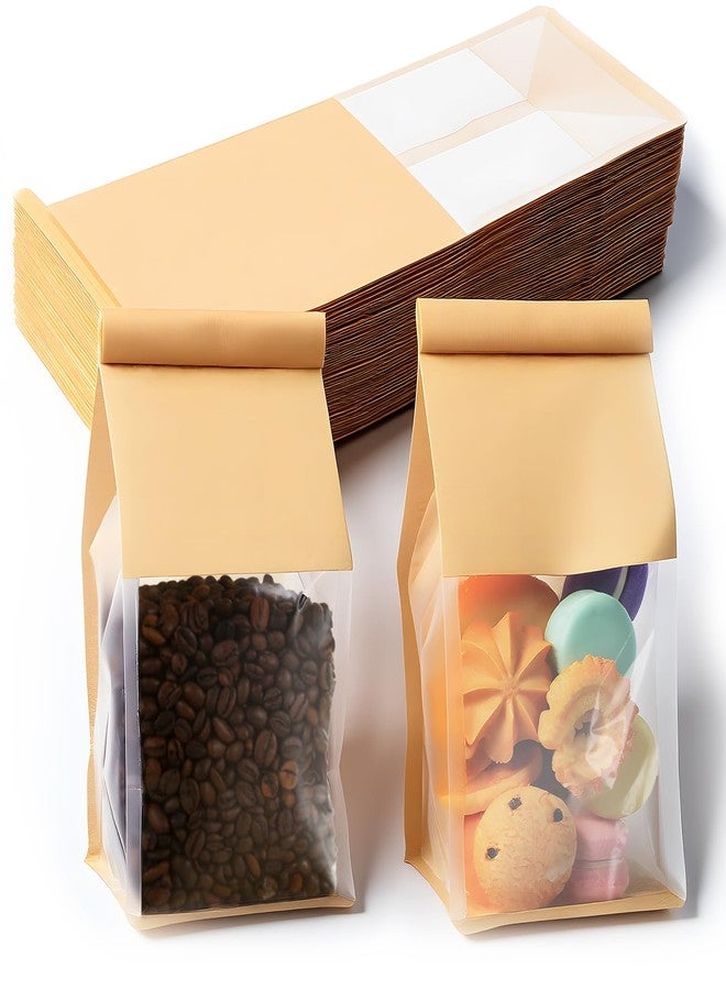 Xosjska 100 Pack Small Bakery Bags with Window, 3.9x3.2x9.5 Inches Bread Bags for Homemade Breads Resealable Tie Tab Lock Bread Storage Bag for Homemade Granola, Popcorn, Candies, Goodies - Image 1