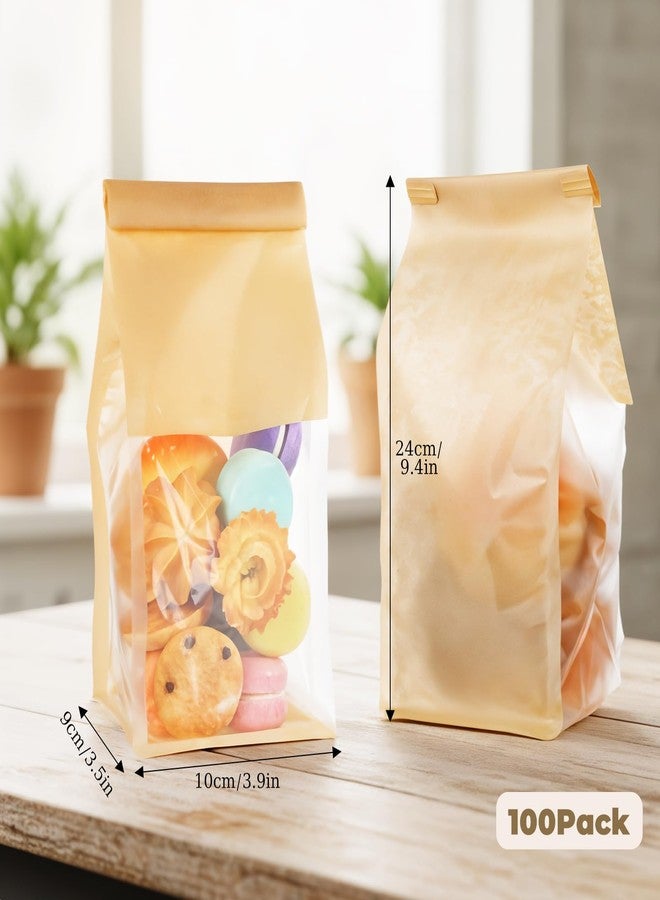 Xosjska 100 Pack Small Bakery Bags with Window, 3.9x3.2x9.5 Inches Bread Bags for Homemade Breads Resealable Tie Tab Lock Bread Storage Bag for Homemade Granola, Popcorn, Candies, Goodies - Image 2