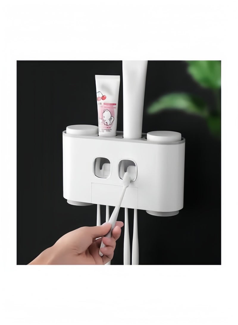 Halamodo Toothbrush Holder Wall Mounted for Bathroom, Multi-Functional Toothbrush and Toothpaste Dispenser, Storage Accessories Set - Image 3