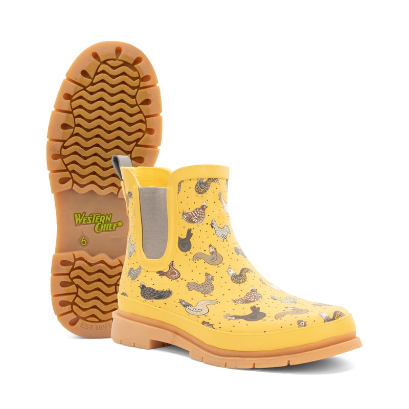Western Chief Chelsea Waterproof Rain Boots for Women Offers Rubber Upper, Textile Lining, and Synthetic Outsole Hen Frenzy 7 M - Image 5
