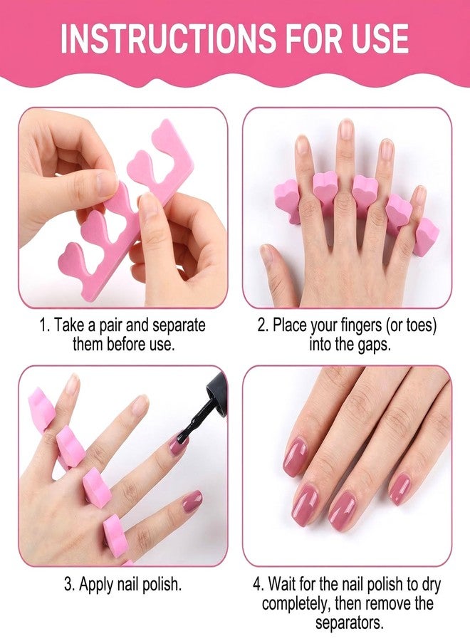 RAQEHO 24PCS Toe Separators For Pedicure - Sponge Toe Spacers Foam Toe Nail Spreaders Dividers for Separating Toenails Pedicure Care Manicure Gel Polish Foot Spa Tool Manicure Salon Supplies (pink) - Image 4
