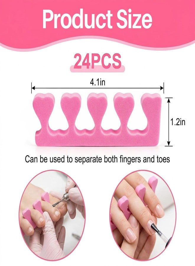 RAQEHO 24PCS Toe Separators For Pedicure - Sponge Toe Spacers Foam Toe Nail Spreaders Dividers for Separating Toenails Pedicure Care Manicure Gel Polish Foot Spa Tool Manicure Salon Supplies (pink) - Image 2