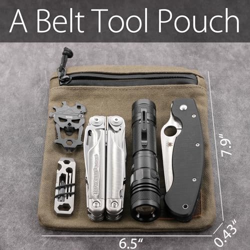 diodrio Belt Zipper Pouches for Men Women Compact EDC Pouch, YKK Zipper, Anti-theft Pickpocket Proof Safety Wallets, Waist Pack for Traveling Hiking, Water Resistant, Tough Waxed Canvas, Olive, Medium - Image 2