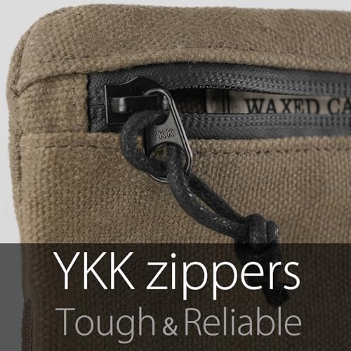 diodrio Belt Zipper Pouches for Men Women Compact EDC Pouch, YKK Zipper, Anti-theft Pickpocket Proof Safety Wallets, Waist Pack for Traveling Hiking, Water Resistant, Tough Waxed Canvas, Olive, Medium - Image 4