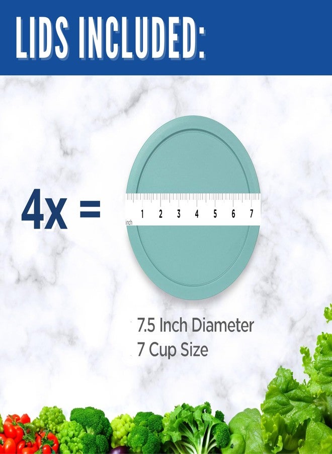 MRX Solutions Replacement Lid for Pyrex 7.5" (7 Cup) Storage Plastic Cover Bowl 7402-PC Turqoise (4-Pack) - Image 3