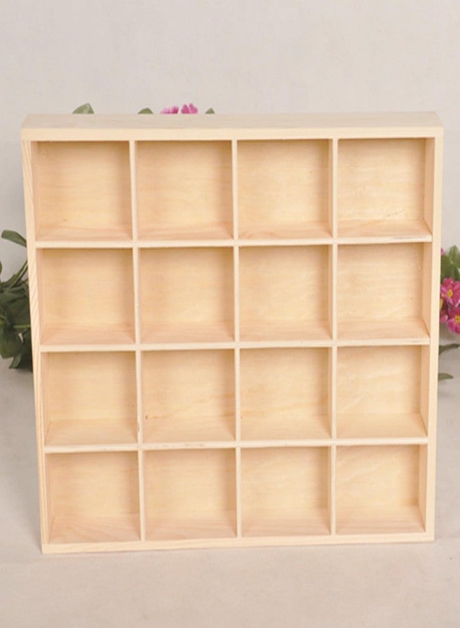 LONG TAO صندوق تقسيم خشبي LONG TAO 1 قطعة 13.4''x10.6''x2'' لعرض وتنظيم التخزين مع 16 قسم للاستخدام المنزلي والحرفي والمكتبي والمطبخ - Image 4