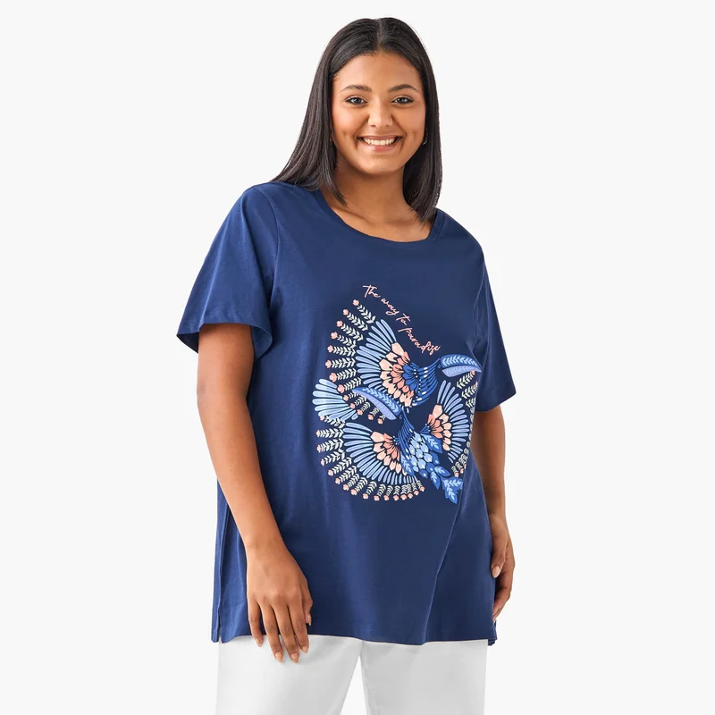 Ulla Popken Plus Size Ulla Popken Graphic Print T-shirt