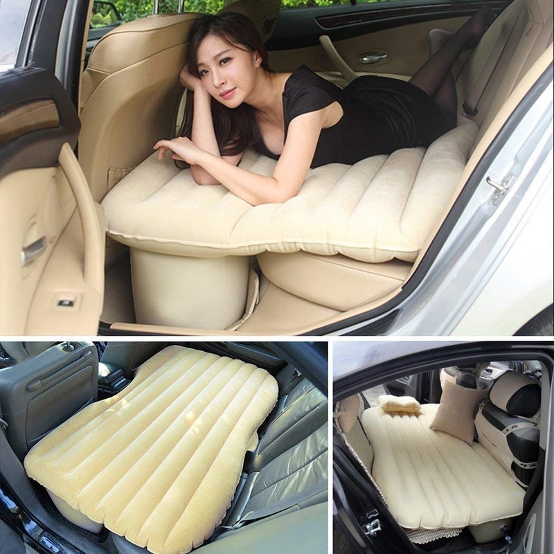 SEVEN SPACE Inflatable Car Bed Mattress with Two Air Pillows Car Air Pump and Repair Kit Creme - Image 2