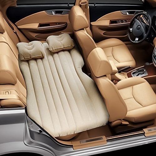 SEVEN SPACE Inflatable Car Bed Mattress with Two Air Pillows Car Air Pump and Repair Kit Creme - Image 1