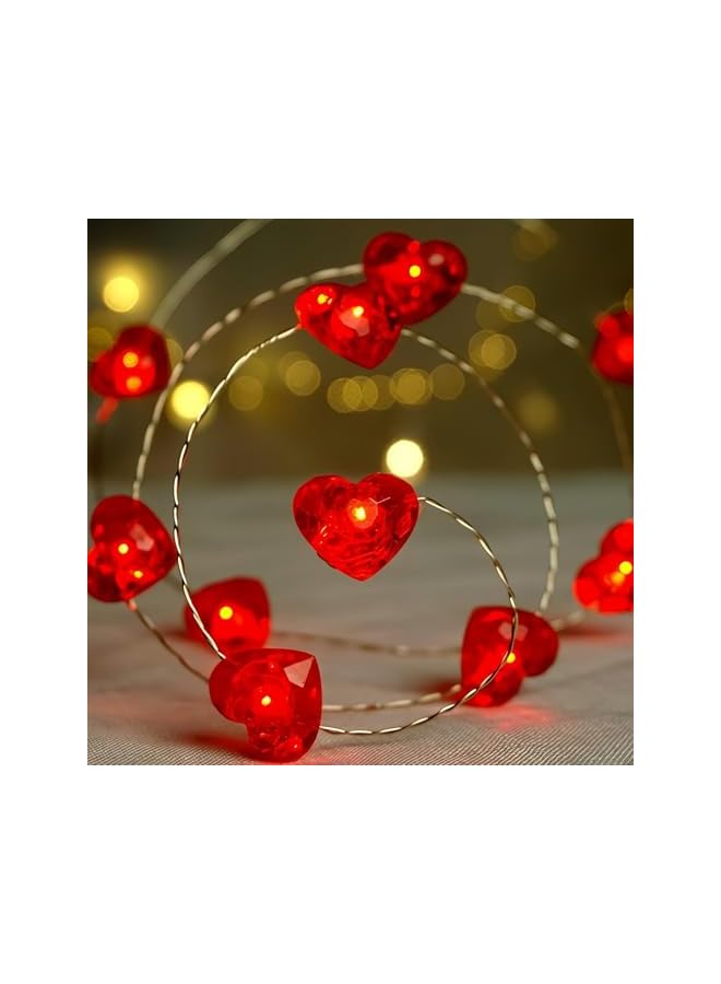 The Bros أضواء خيط القلب LED، 3 متر مقاومة للماء IP64، أضواء حب حمراء بأجواء خيالية مع 30 لمبة على شكل قلب أحمر، أضواء اليراعة مع جهاز تحكم عن بعد، مؤقت، 8 مستويات سطوع - Image 2