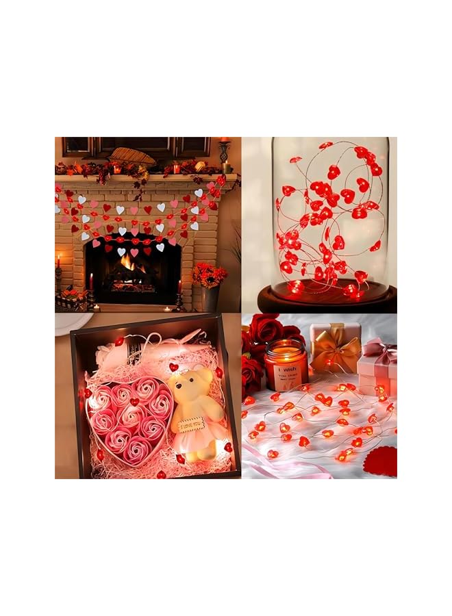 The Bros أضواء خيط القلب LED، 3 متر مقاومة للماء IP64، أضواء حب حمراء بأجواء خيالية مع 30 لمبة على شكل قلب أحمر، أضواء اليراعة مع جهاز تحكم عن بعد، مؤقت، 8 مستويات سطوع - Image 4