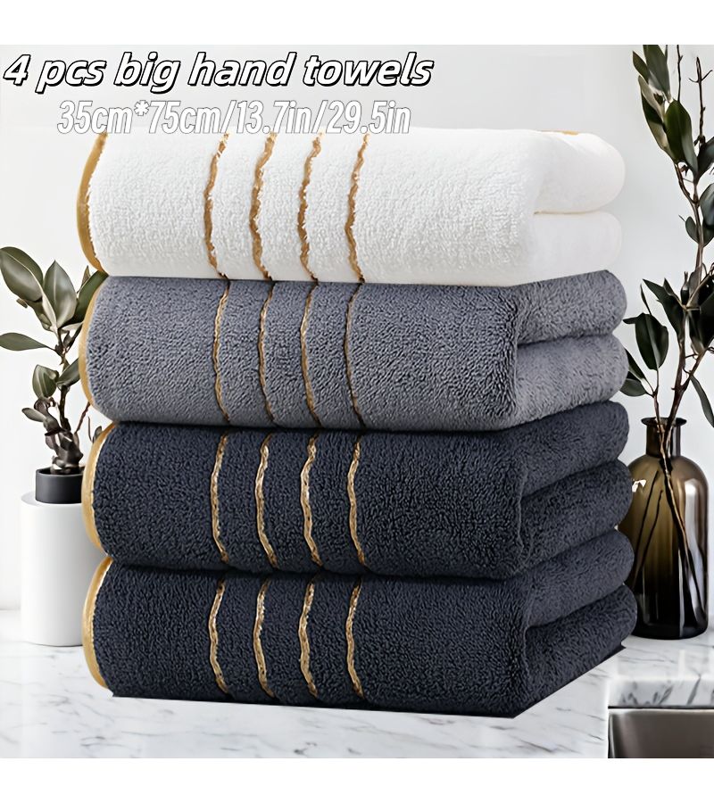 4 Pcs Dark Gray Bathroom Hand Towels Premium Upgraded Large Size Coral Fiber Ultra Fine Fibers Strong Water Absorption Quick Drying Soft Comfortable For Bathroom Shower