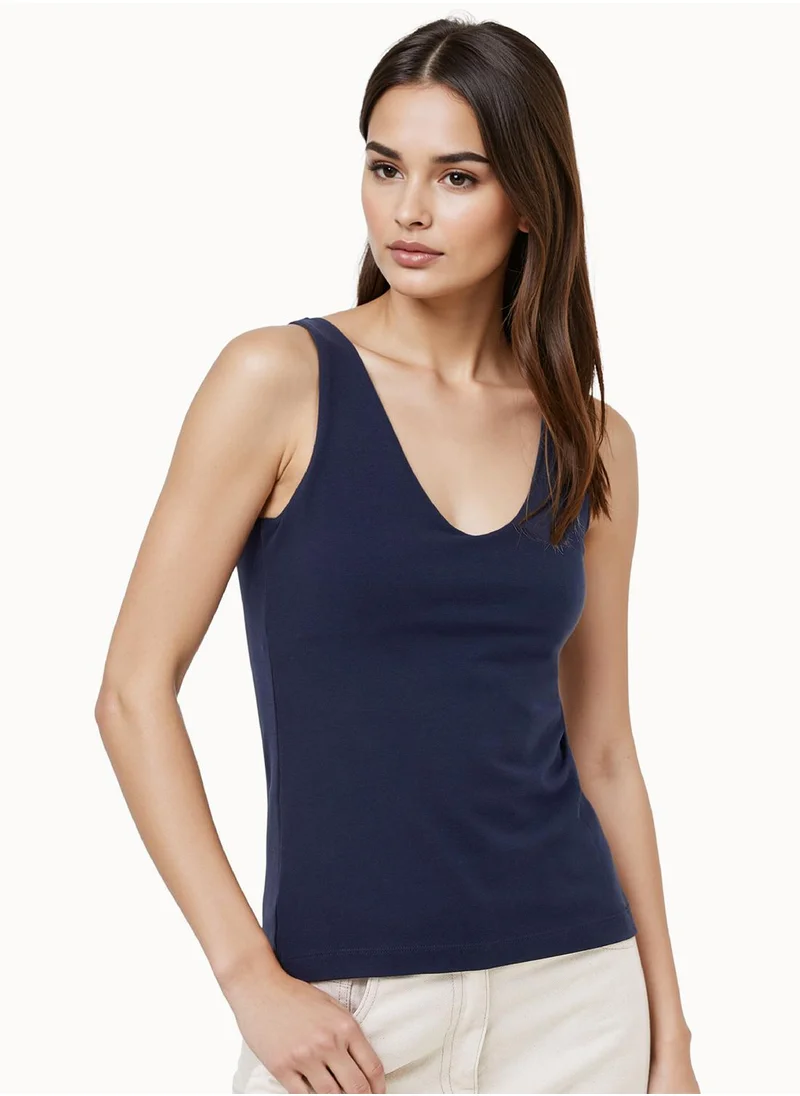 فرنش كونكشن Sleeveless V Neck Regular Cotton Top