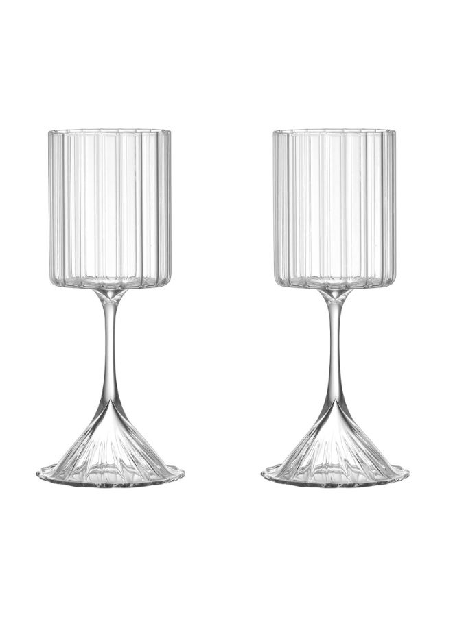 2PCS Fluted Wine Glasses – Big Long Stem Glasses. Unique, Stemmed Glass or Cocktail Vintage Style Drinking (Size : 75) - Image 2