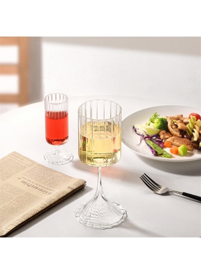 2PCS Fluted Wine Glasses – Big Long Stem Glasses. Unique, Stemmed Glass or Cocktail Vintage Style Drinking (Size : 75) - Image 4