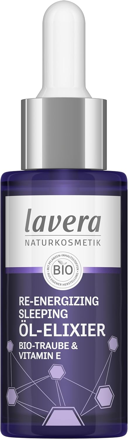 lavera ReEnergizing Sleeping Oil Elixir natural cell renewal revitalises skin texture moisturising vegan natural cosmetics 30 ml