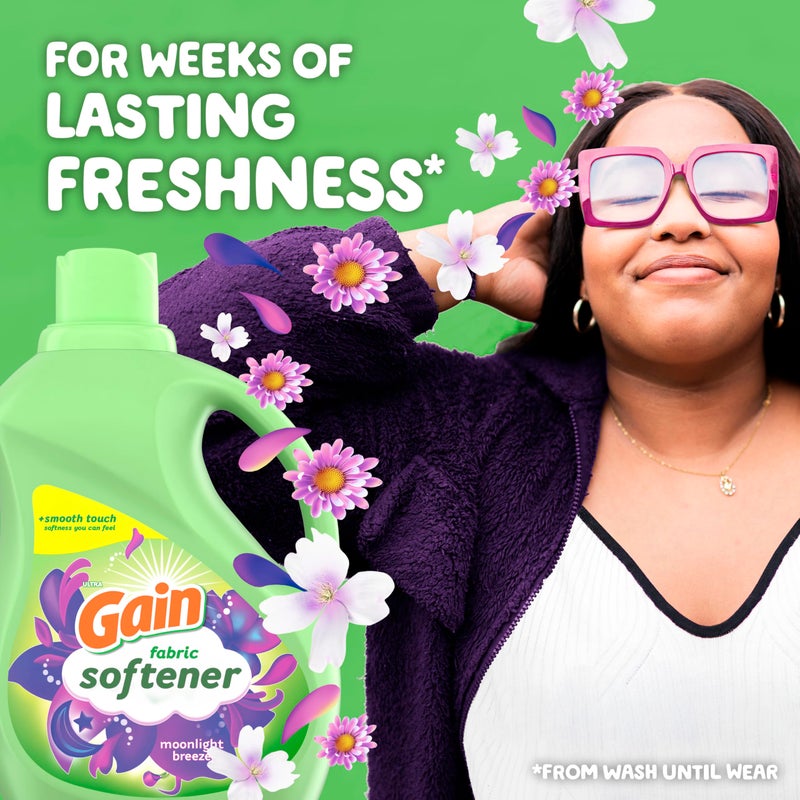 Gain Liquid Fabric Softener, Moonlight Breeze Scent, 140 FL OZ, 190 Loads, Smooth Touch - softness you can feel - Image 2