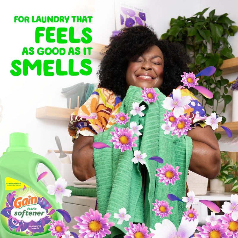 Gain Liquid Fabric Softener, Moonlight Breeze Scent, 140 FL OZ, 190 Loads, Smooth Touch - softness you can feel - Image 4
