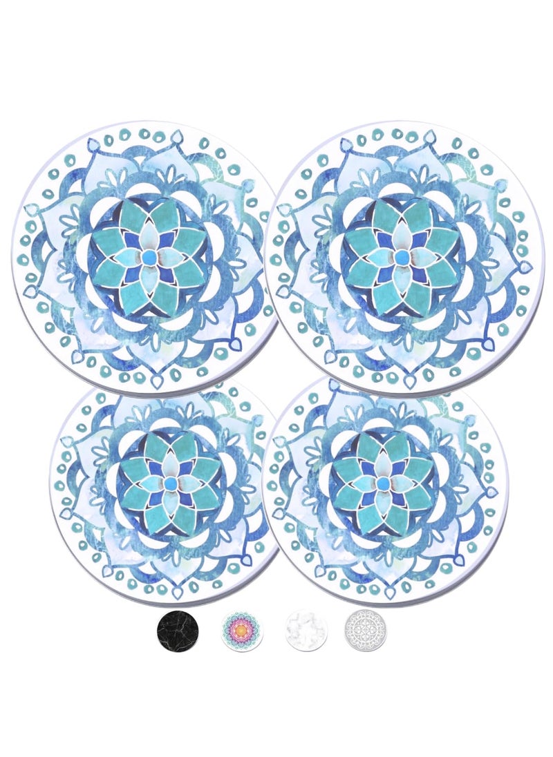 Robbins Aria Electric Stove Burner Covers  Protect Stovetop  Set of 4 10 and 8 inches  Blue Mandala 