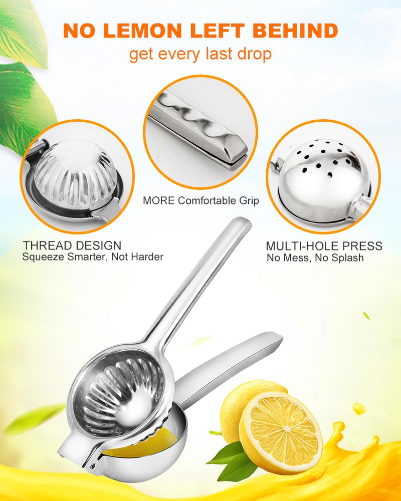 Brigii Lemon Squeezer Juicer for Lime and Lemon, Heavy-Duty 304 Stainless Steel, High Juice Yield Manual Juicer, Ergonomic Handle, Dishwasher Safe - Image 3