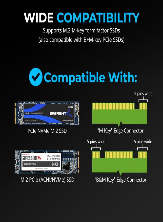 SABRENT M.2 NVMe SSD to PCIe x16 Tool-Free Add-in Card (AIC) with Aluminum Heatsink, M.2 PCIe Adapter for Gen5 SSDs PCIe 5.0, Backwards Compatible with Previous PCIe Generations (EC-TFPE) - Image 4