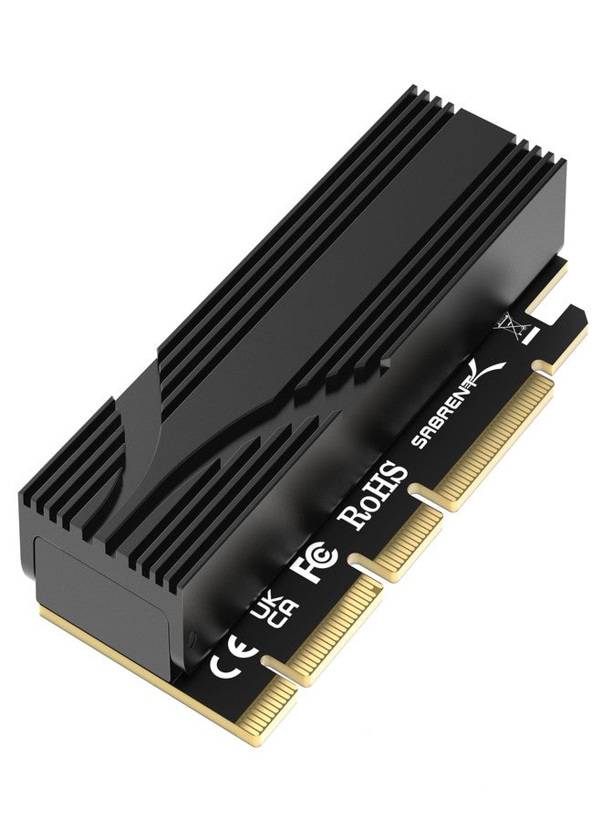 SABRENT M.2 NVMe SSD to PCIe x16 Tool-Free Add-in Card (AIC) with Aluminum Heatsink, M.2 PCIe Adapter for Gen5 SSDs PCIe 5.0, Backwards Compatible with Previous PCIe Generations (EC-TFPE) - Image 1