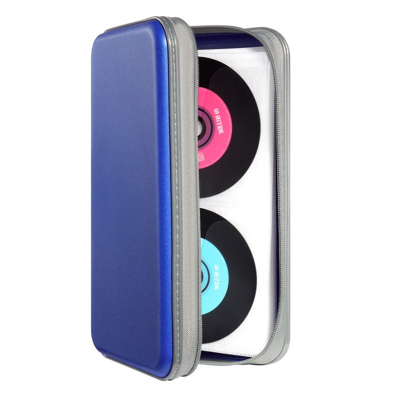 UENTIP UENTIP DVD Holder 96 Capacity CD CasePortable Hard Plastic CDDVD Storage Organizer Wallet Protective DVD Case Wallet for Car Home Travel 96 Blue 