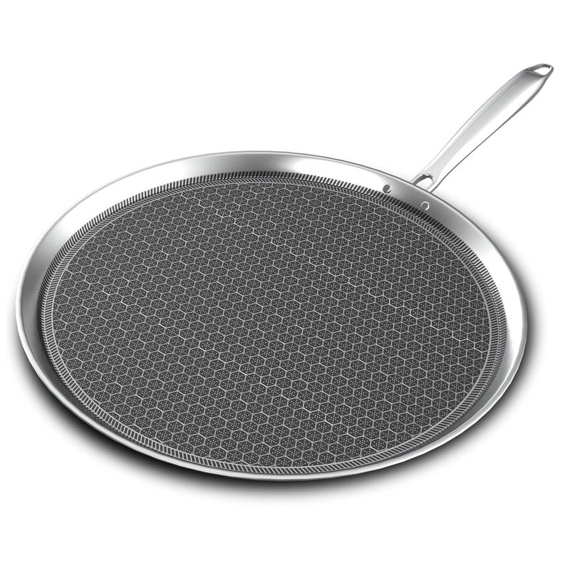 Onions Onions Triply Stainless Steel Dosa Tawa with Honeycomb Pattern, 4mm Thick, Non-Stick Surface, Food-Grade Steel, Metal Spatula Friendly- 10.5 IN/26.5 CM Dai  - Image 1