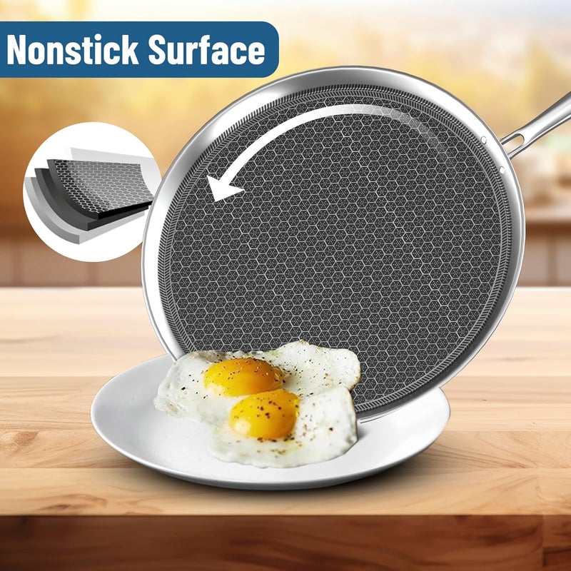 Onions Onions Triply Stainless Steel Dosa Tawa with Honeycomb Pattern, 4mm Thick, Non-Stick Surface, Food-Grade Steel, Metal Spatula Friendly- 10.5 IN/26.5 CM Dai  - Image 2