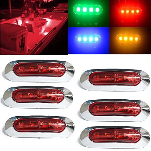JXOFROAD 6PCS LED Boat Marine Lights,12V Waterproof Red Interior Courtesy Strip Light Deck Navigation Lights Night Fishing Swimming - Image 1