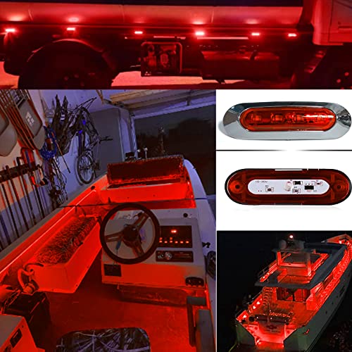 JXOFROAD 6PCS LED Boat Marine Lights,12V Waterproof Red Interior Courtesy Strip Light Deck Navigation Lights Night Fishing Swimming - Image 5