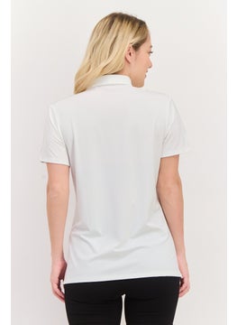 Adidas Women Sportswear Fit Short Sleeves Outdoor Polo Shirt, White  - Image 3