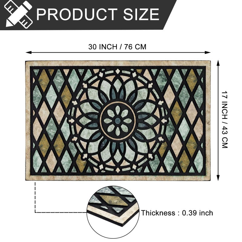 CHICHIC Welcome Door Mat 17x 30 Inch Front Doormat Outdoors for Home Entrance Outdoors Mat for Outside Entry Way Doormat Entry Rugs, Heavy Duty Non Slip Rubber Back Low Profile, Flower - Image 3