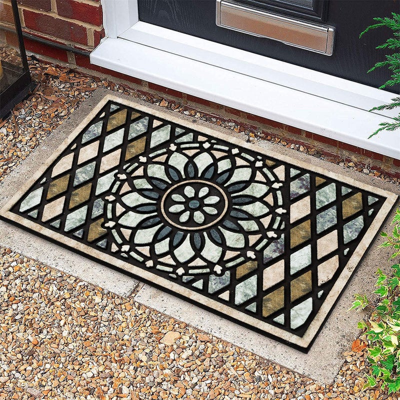 CHICHIC Welcome Door Mat 17x 30 Inch Front Doormat Outdoors for Home Entrance Outdoors Mat for Outside Entry Way Doormat Entry Rugs, Heavy Duty Non Slip Rubber Back Low Profile, Flower - Image 2