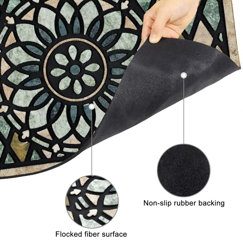 CHICHIC Welcome Door Mat 17x 30 Inch Front Doormat Outdoors for Home Entrance Outdoors Mat for Outside Entry Way Doormat Entry Rugs, Heavy Duty Non Slip Rubber Back Low Profile, Flower - Image 4