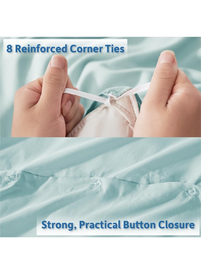 Twin Duvet Cover Set Soft Double Brushed Light Blue Duvet Cover Twin Twin Xl 2 Piece With Button Closure 1 Duvet Cover 68X90 Inches And 1 Pillow Sham - Image 4