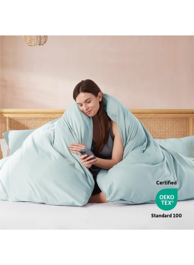 Twin Duvet Cover Set Soft Double Brushed Light Blue Duvet Cover Twin Twin Xl 2 Piece With Button Closure 1 Duvet Cover 68X90 Inches And 1 Pillow Sham - Image 3