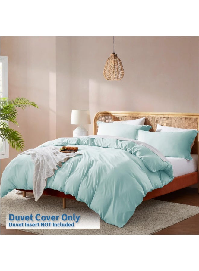 Twin Duvet Cover Set Soft Double Brushed Light Blue Duvet Cover Twin Twin Xl 2 Piece With Button Closure 1 Duvet Cover 68X90 Inches And 1 Pillow Sham - Image 2