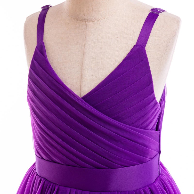 Glamulice Dark Purple Flower Girl Dresses for Wedding Junior Bridesmaid Holiday Pageant Tulle Party Gown 8 Plum Princess Birthday Evening Prom Ballgown Spaghetti Strap Kid Formal Dress Christmas - Image 5