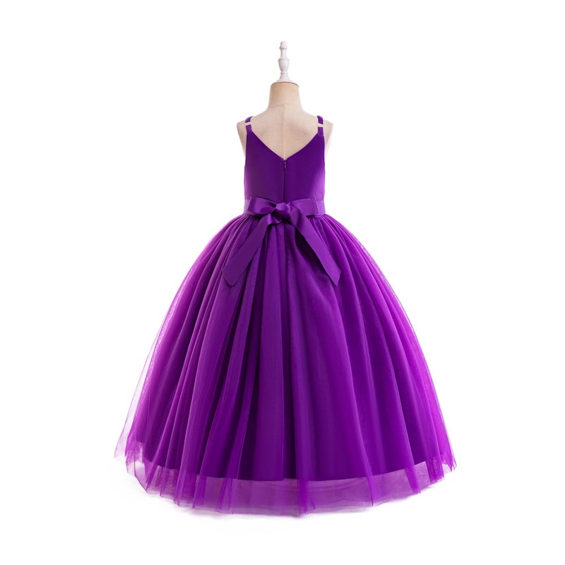 Glamulice Dark Purple Flower Girl Dresses for Wedding Junior Bridesmaid Holiday Pageant Tulle Party Gown 8 Plum Princess Birthday Evening Prom Ballgown Spaghetti Strap Kid Formal Dress Christmas - Image 4