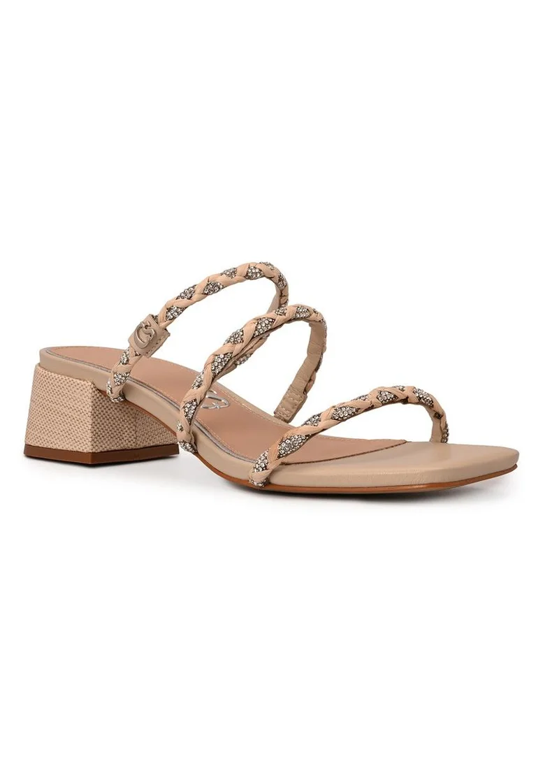 Carmen Steffens Ivory Block Heel Sandal Straps